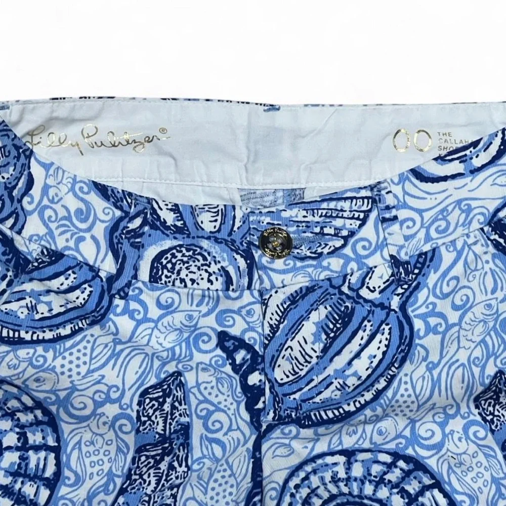 Lilly Pulitzer Blue and White Shell Print Shorts - Picture 3 of 3